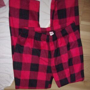 womens size large pjs soft lounge pants pajama bottoms  fleece red black plaid